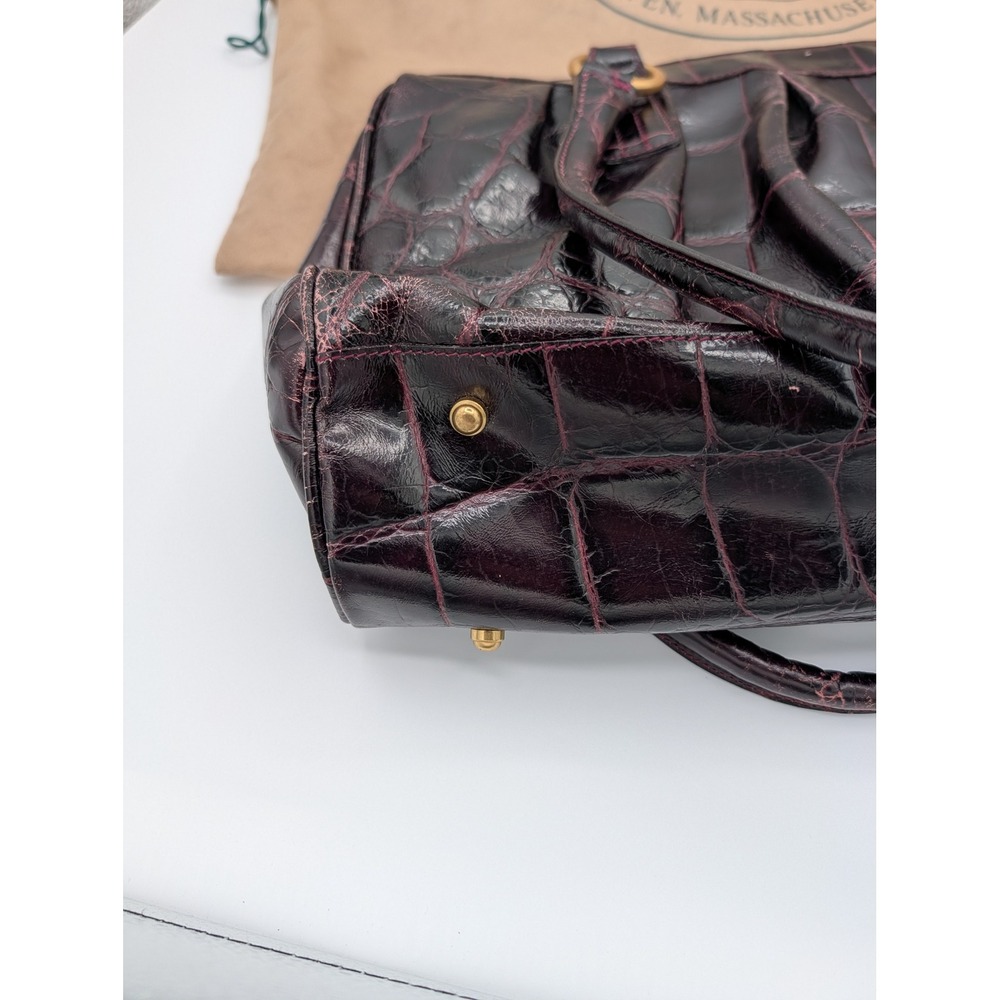 Brahmin Melbourne Crocodile Embossed Leather Shoulder Bag Burgundy Maroon Gold - Picture 7 of 16